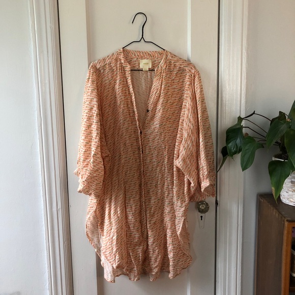 Orange & green patterned anthropologie tunic - Picture 1 of 3